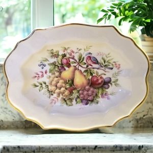Vtg 76 Plate Avon Enoch Wedgwood England 22Kt Gold Grapes Pears Robins Birds